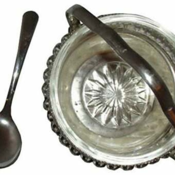 English Silver-Plate Dish w/ Spoon - Picture 3 of 4